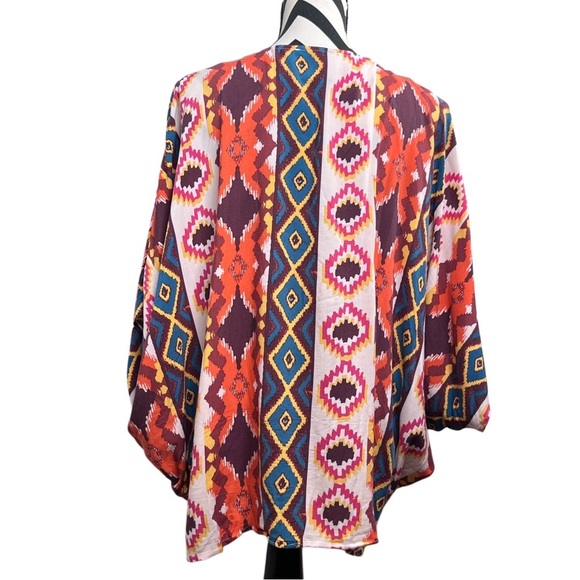 NWOT Savanna Jane Embroidered Aztec Boho Western Sz S Dolman Sleeve Blouse - Picture 6 of 11